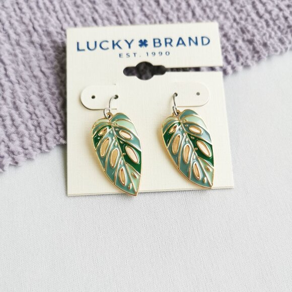 Lucky Brand Leaf Earrings Boho Chic Trendy Women's Jewelry Gift Accessories - Picture 1 of 3